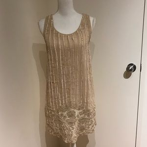 Beaded silk sheath dress